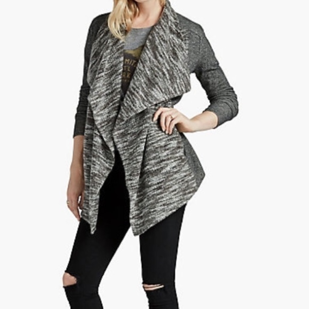 Luck Brand long Sleeve Wrap Sweater New Abstract Style Grey